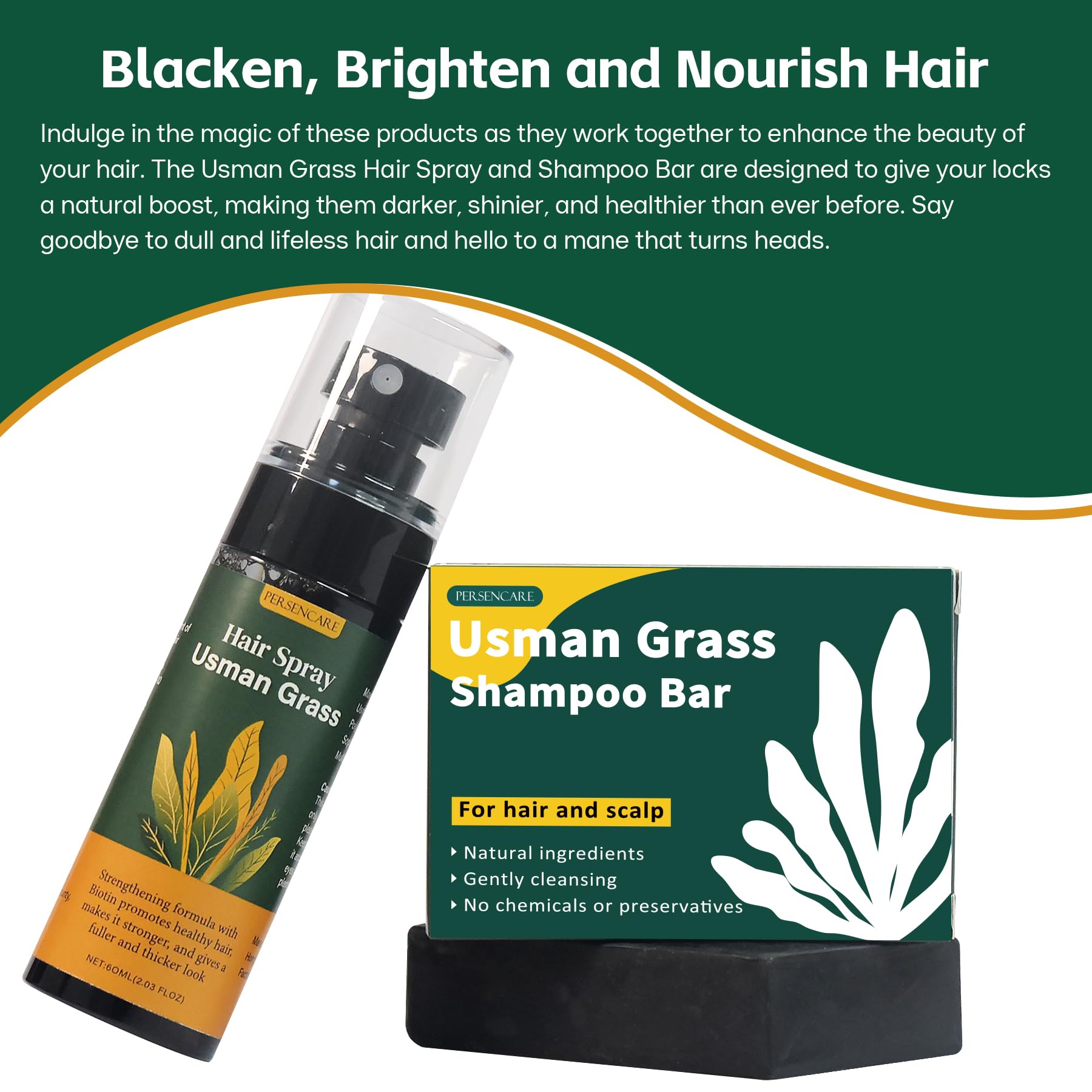 Gray hair care with Usman for natural darkening effect.
