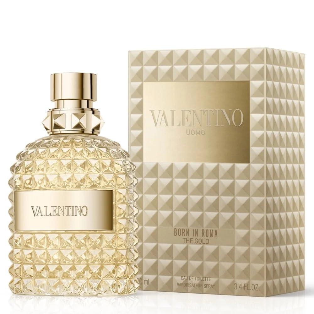 Valentino Born in Roma Gold Uomo bottle front view, ideal for everyday wear.