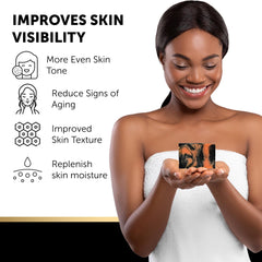 Valitic charcoal bar kojic acid turmeric swatch hints brightening potential.