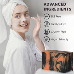 VALITIC charcoal kojic turmeric bar used on face for cleansing and brightening