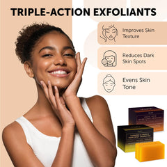 VALITIC kojic acid soap bar close-up, highlighting reduction of uneven skin tone.