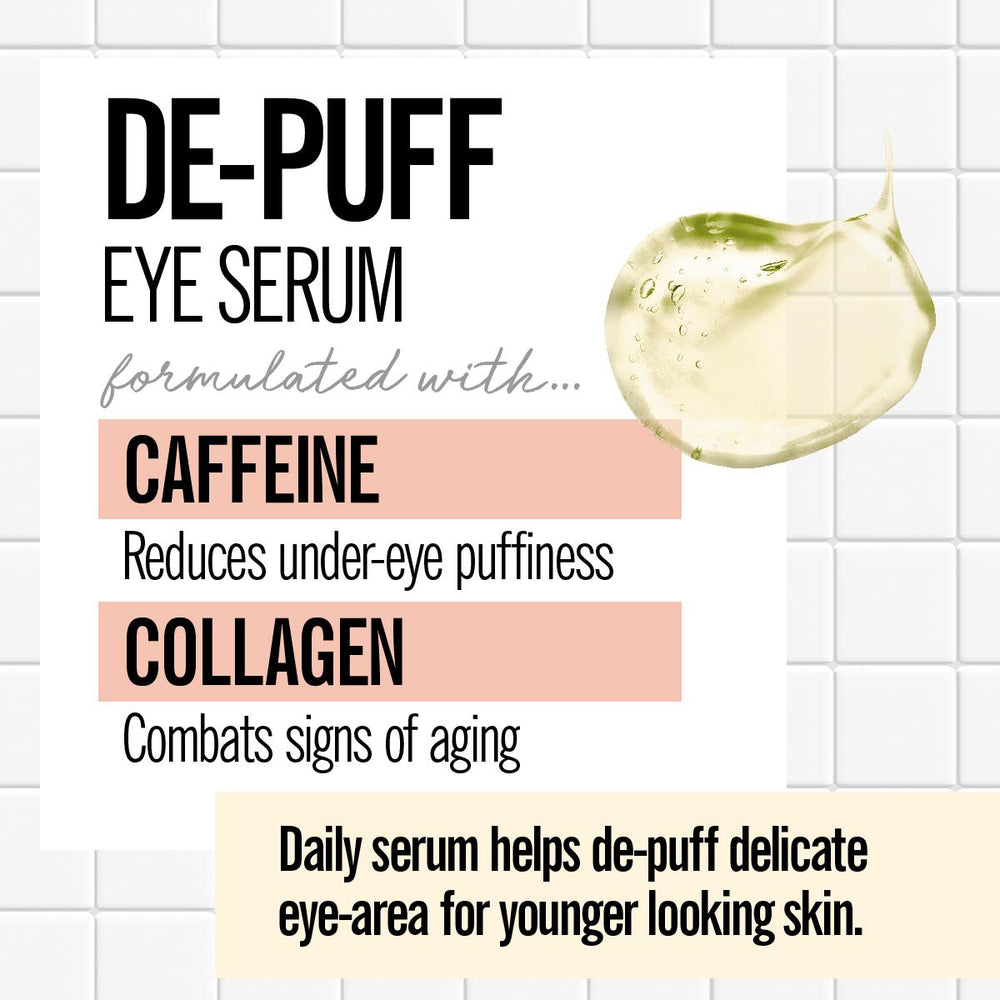 Valjean Labs DePuff eye serum gel texture close-up highlighting fast absorption.