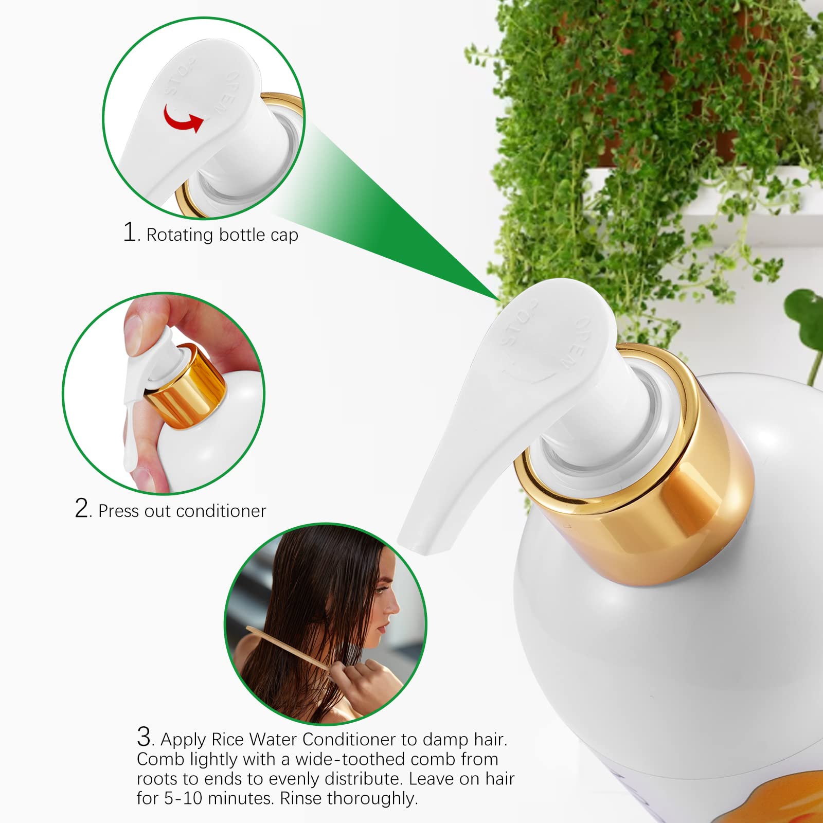 Valleylux Rice Water Conditioner on a hair strand for detangling ease.