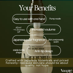 Application routine with Vampire TOKYO Secret Serum on hand