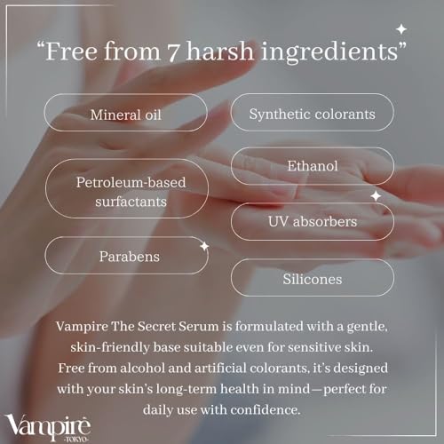 Eco-friendly packaging details of Vampire TOKYO Secret Serum