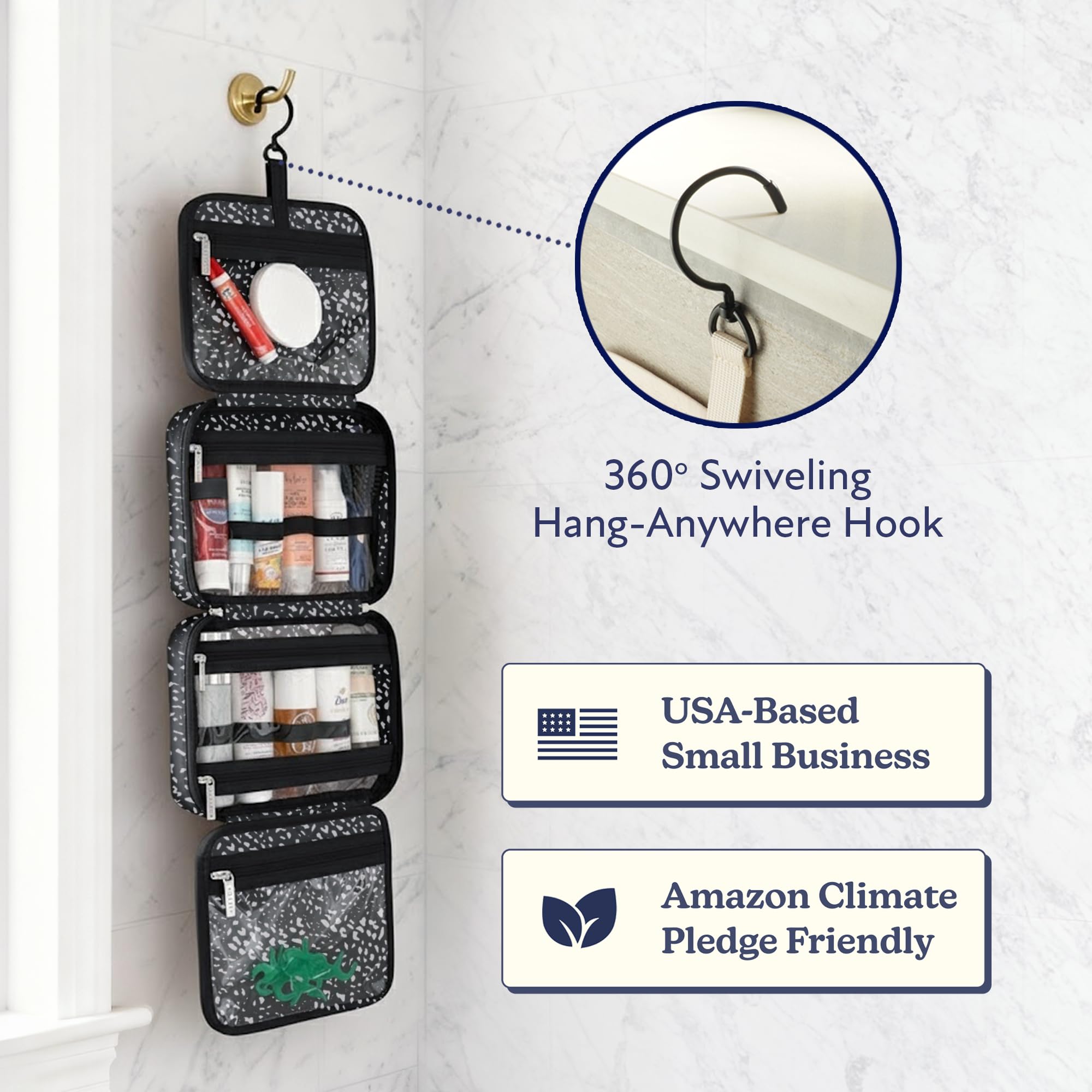 VANDEL 360° swivel hook allows easy hanging on any surface