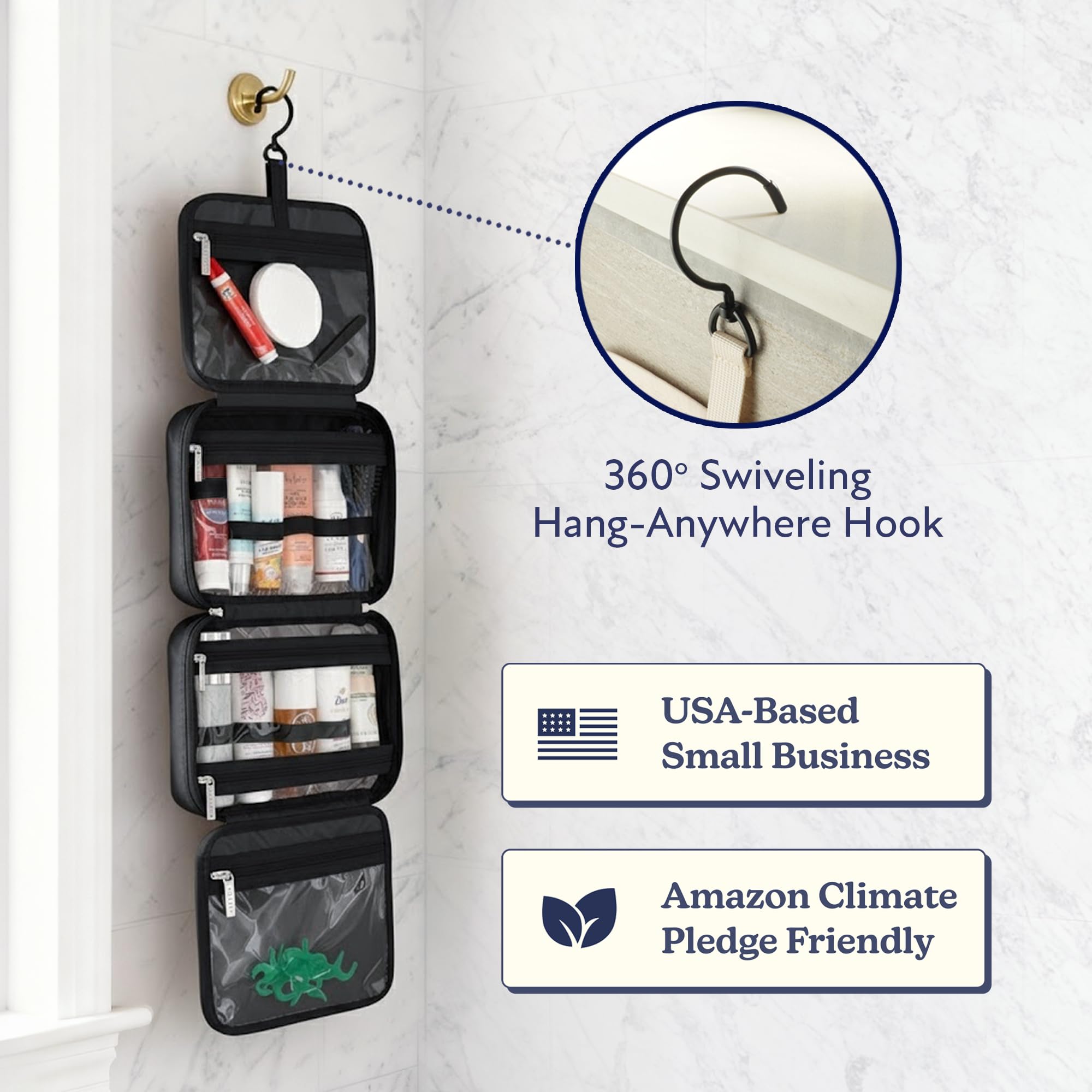 VANDEL four-compartment design keeps cosmetics neatly separated and organized.