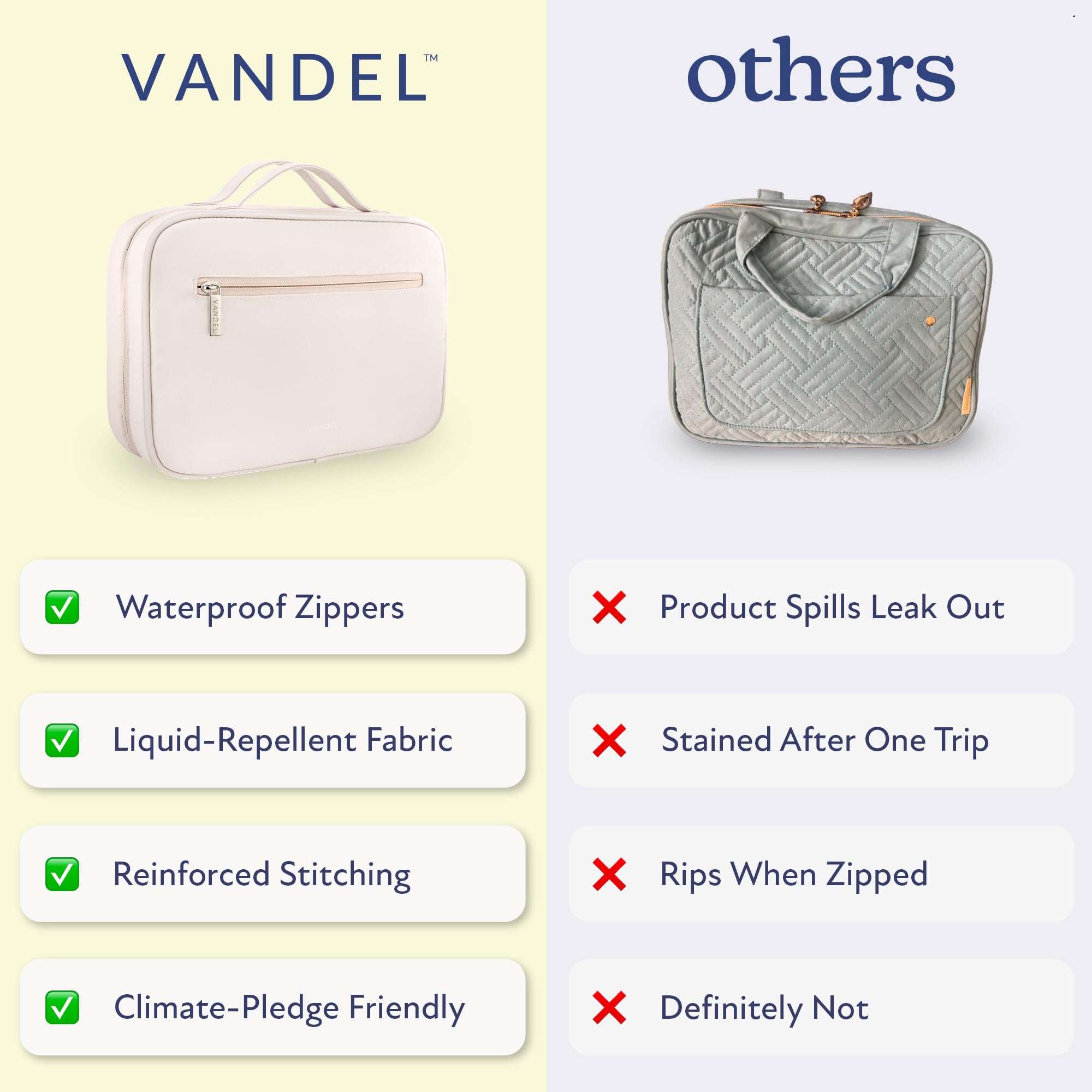 VANDEL travel-size toiletries bag suitable for carry-on packing.