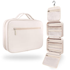 VANDEL waterproof hanging toiletry bag with four compartments keeps essentials organized.