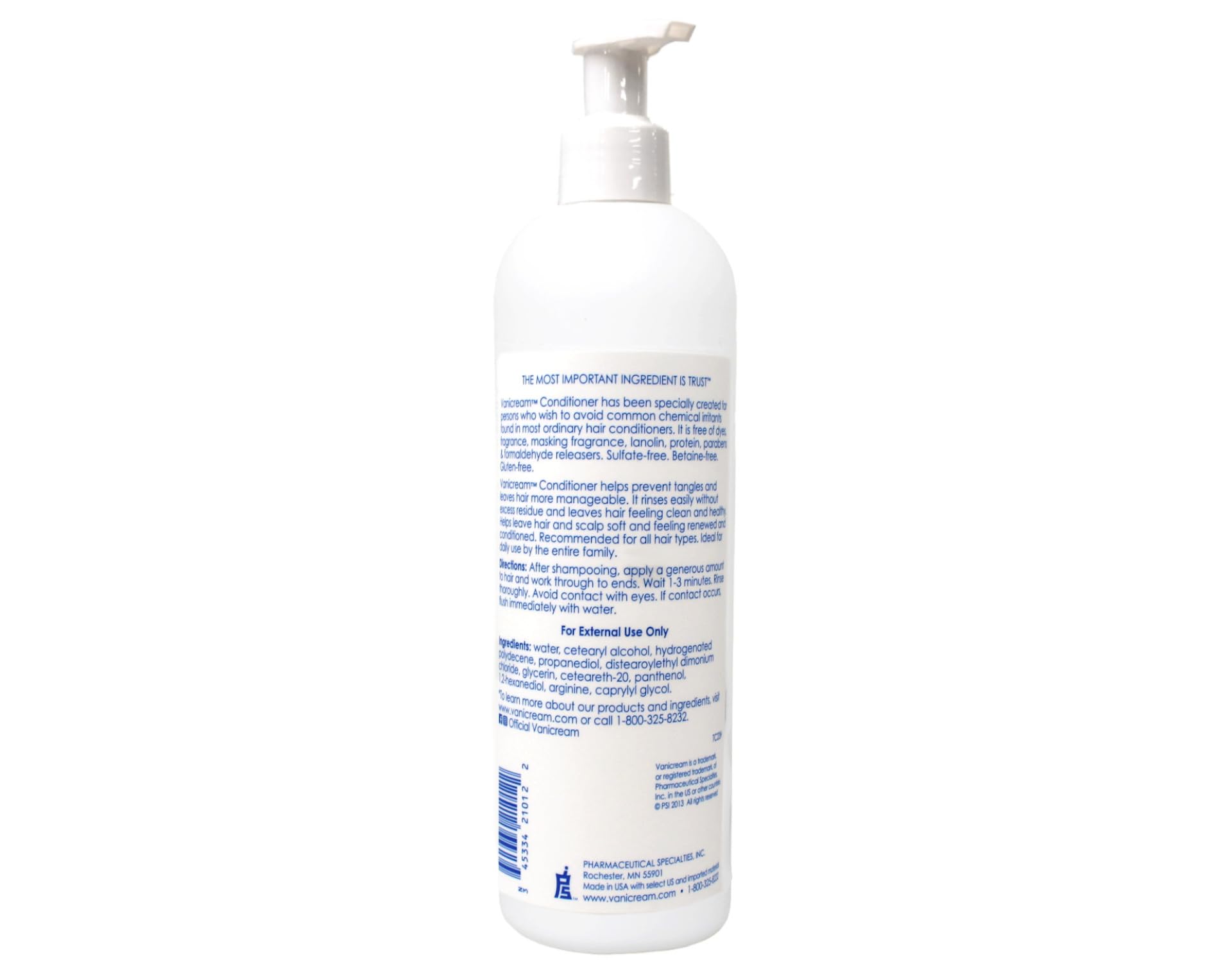 Vanicream conditioner close-up highlights silky hair friendly formula