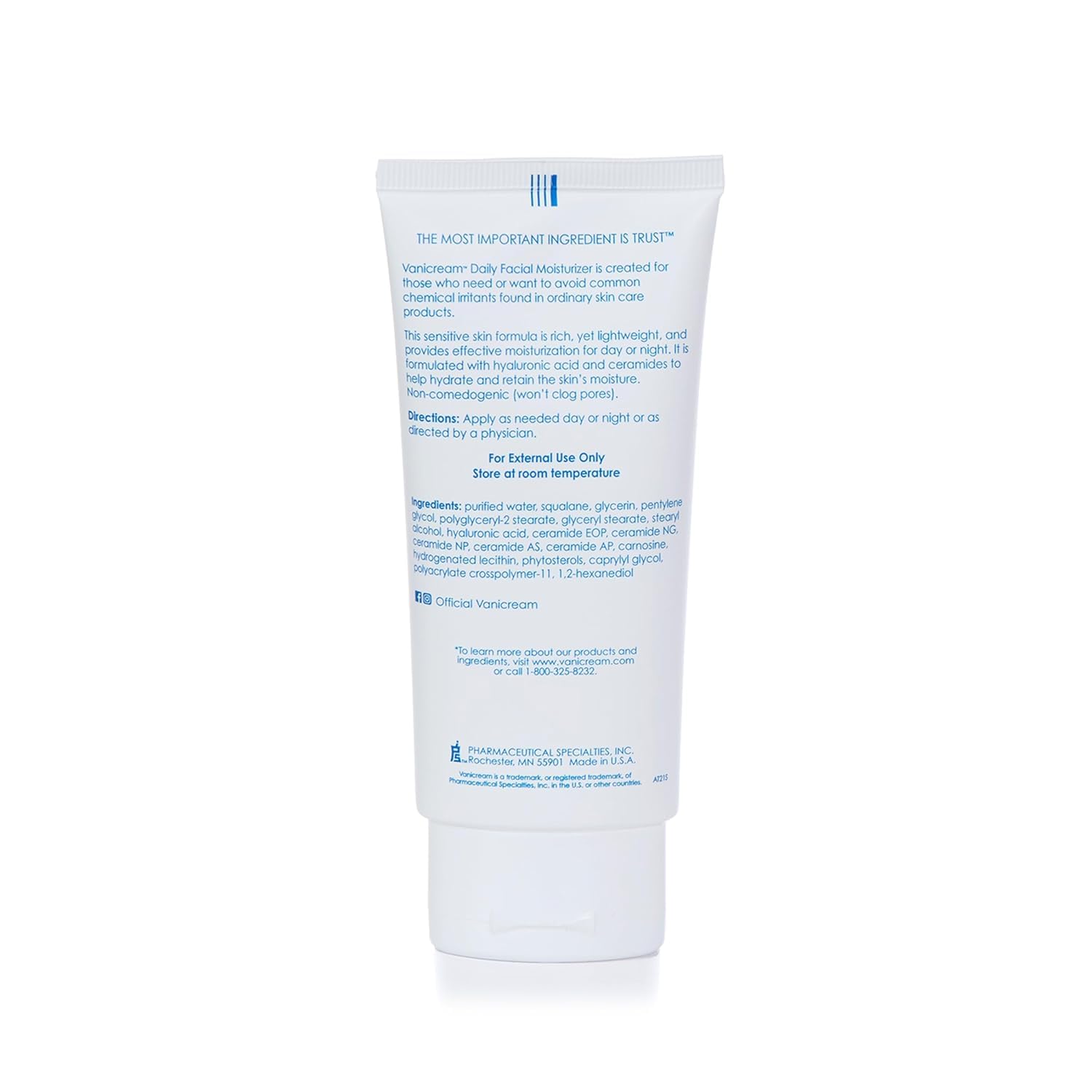 Vanicream Daily Moisturizer texture closeup shows a light, non-greasy feel.