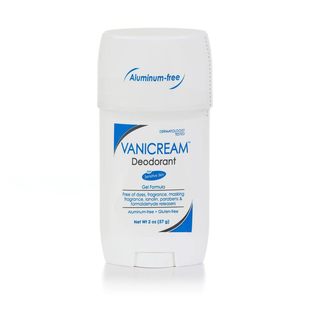 Vanicream Gel Deodorant bottle—unscented and aluminum-free, ideal for sensitive underarms.