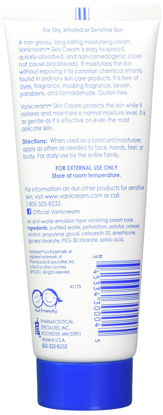 Vanicream Moisturizing Skin Cream bottle closeup showing fragrance-free, non-greasy formula.
