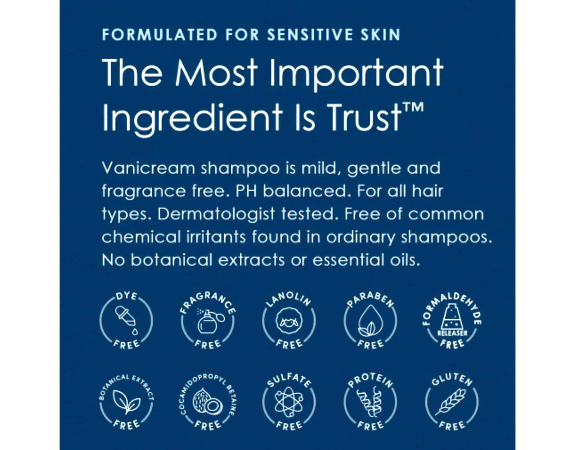 Vanicream packaging with safety icons communicates dermatologist tested claim