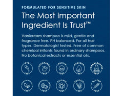 Vanicream packaging with safety icons communicates dermatologist tested claim
