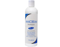 Close-up of Vanicream Shampoo label showing fragrance-free, dye-free formula for sensitive scalps.