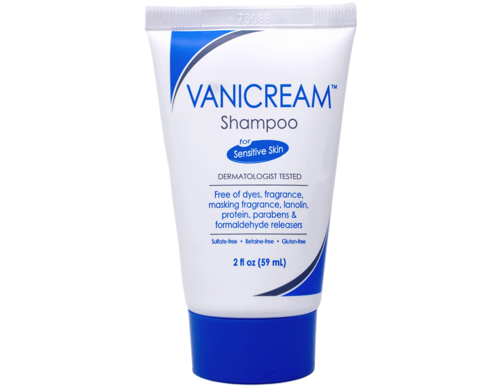 Label highlights purified water and gentle cleansing ingredients in Vanicream shampoo.