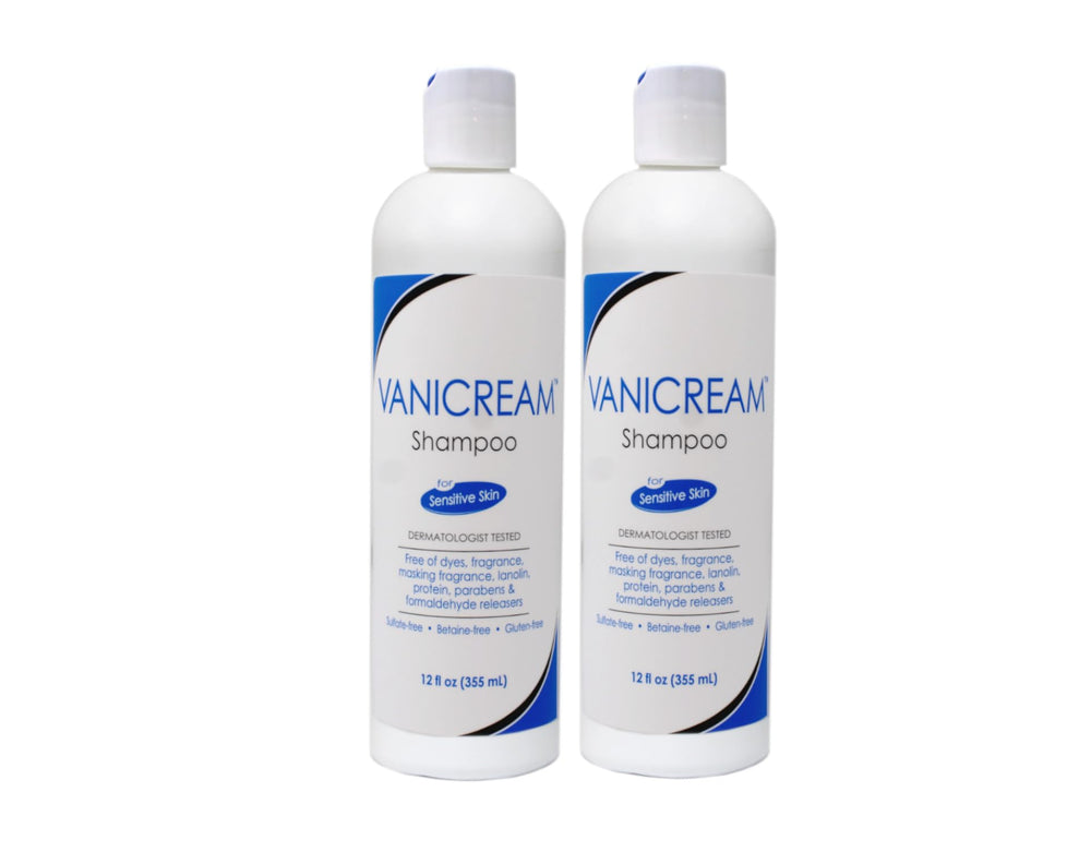 Vanicream Shampoo bottle designed for sensitive skin, fragrance-free daily cleansing.