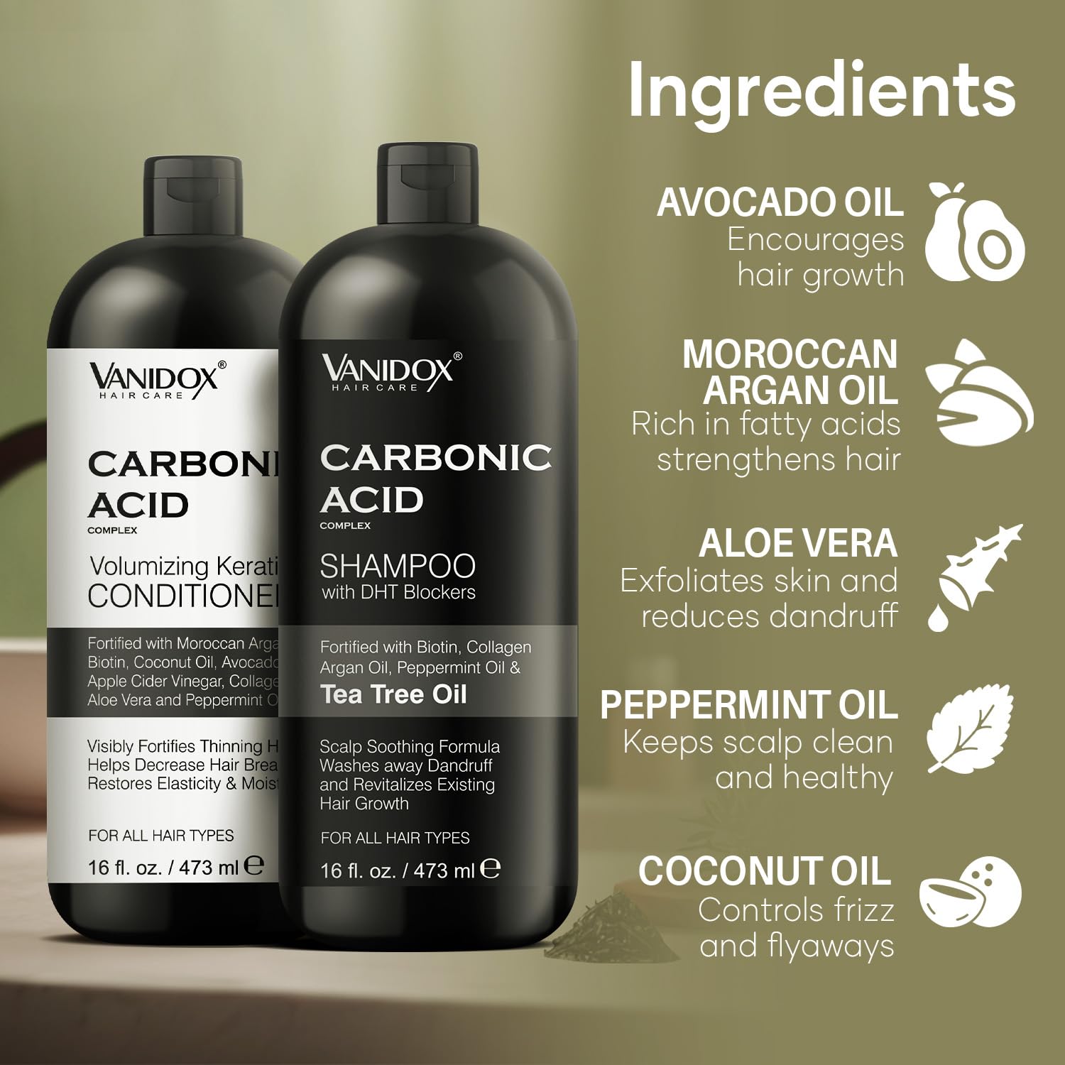 VANIDOX argan oil ingredient close-up signals natural nourishment.