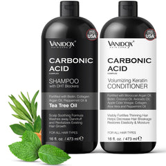 VANIDOX carbonic acid shampoo bottle front promotes refreshed scalp and smooth hair.