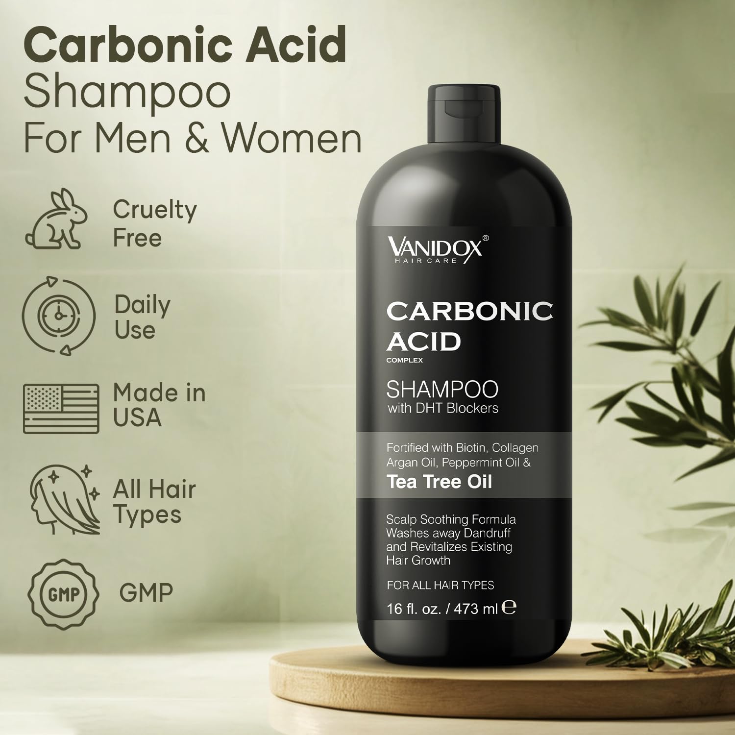 VANIDOX shampoo lather close-up shows rich foam for thorough cleansing.