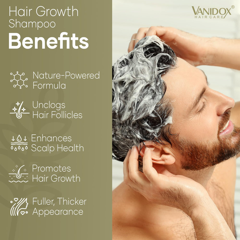 VANIDOX carbonic acid shampoo scalp close-up highlights pore cleansing.