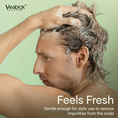 VANIDOX Biotin label signals scalp nourishment and hair strength.