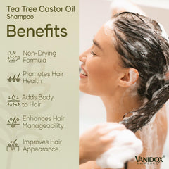 Vanidox Tea Tree Oil Shampoo rich lather ready for cleansing.