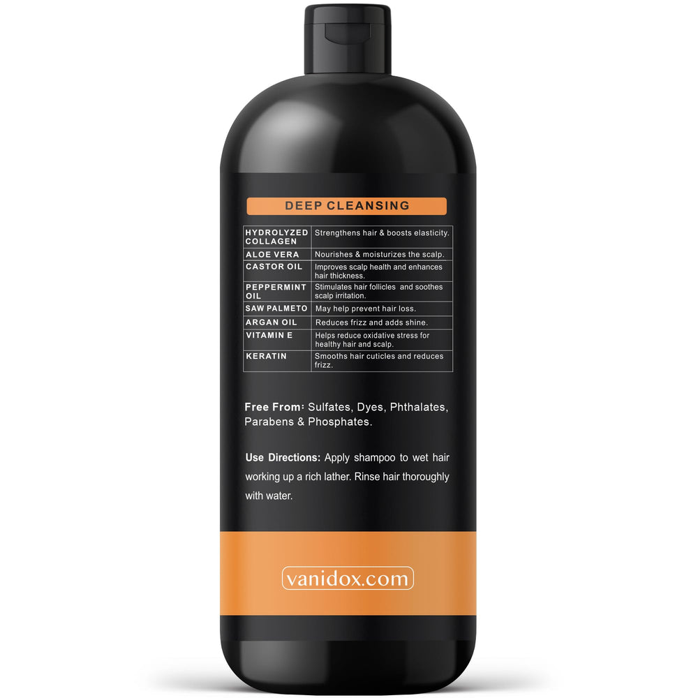 VANIDOX sulfate-free seal indicates gentle cleansing without harsh chemicals.