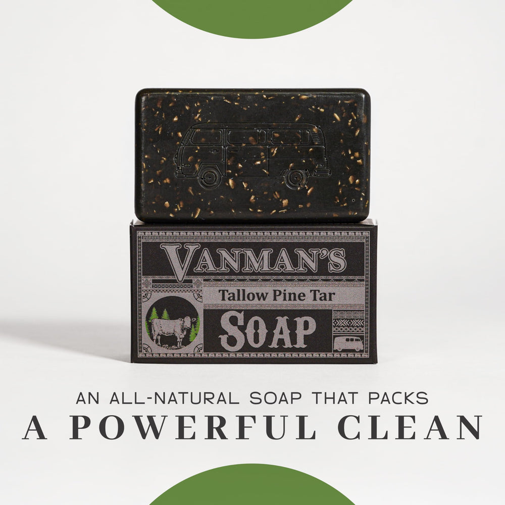 The VanMan bar tea tree frankincense orange oils image conveys earthy, refreshing aroma