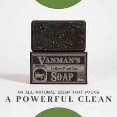 The VanMan bar tea tree frankincense orange oils image conveys earthy, refreshing aroma