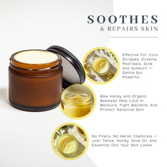 Vanman’s Tallow and Honey Balm beeswax texture hints lasting moisture.