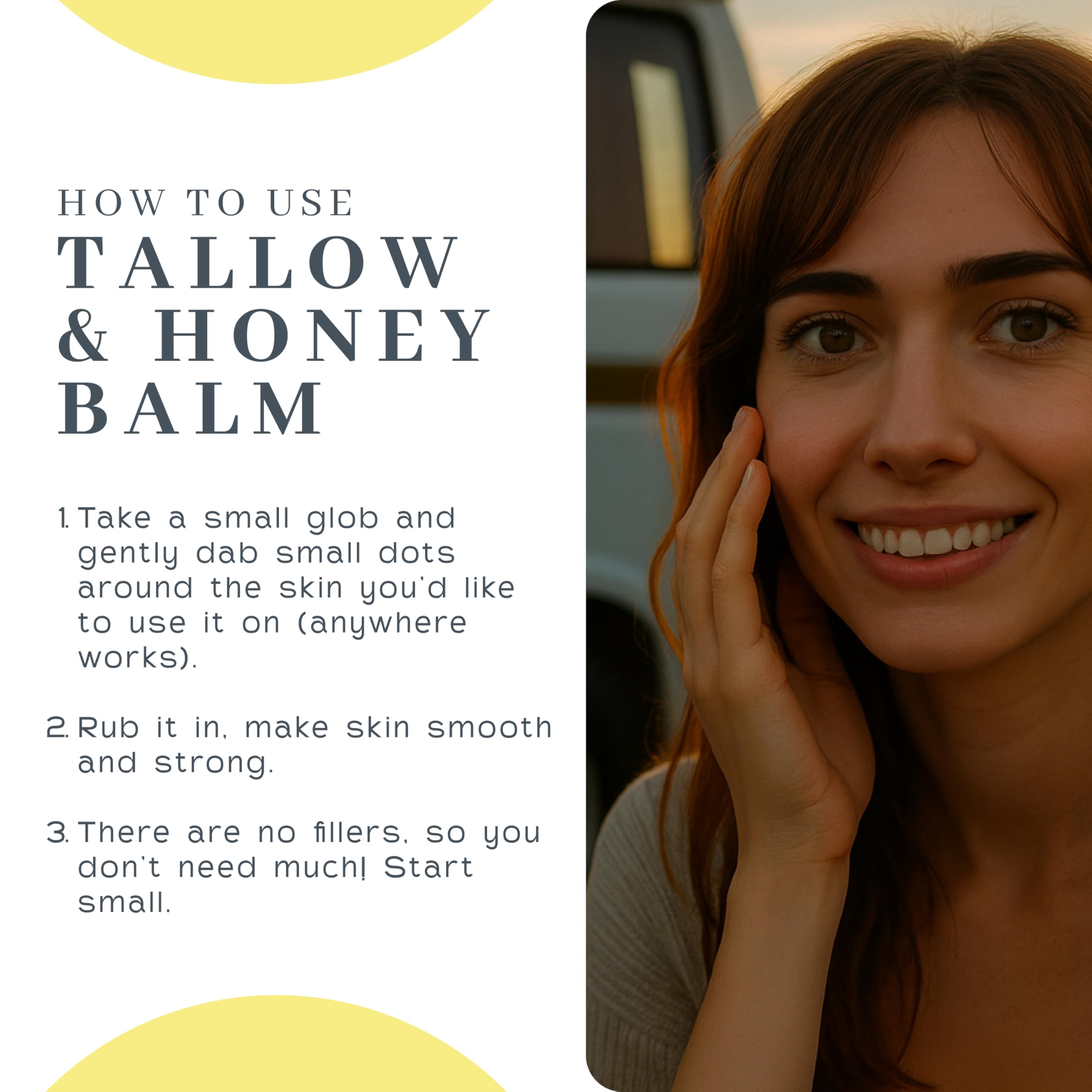 Ingredients label of Vanman's Tallow and Honey Balm with beeswax, honey, and tallow