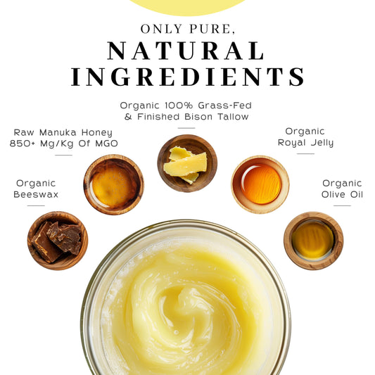Vanman’s Tallow and Honey Balm Manuka honey close-up highlighting nourishment.