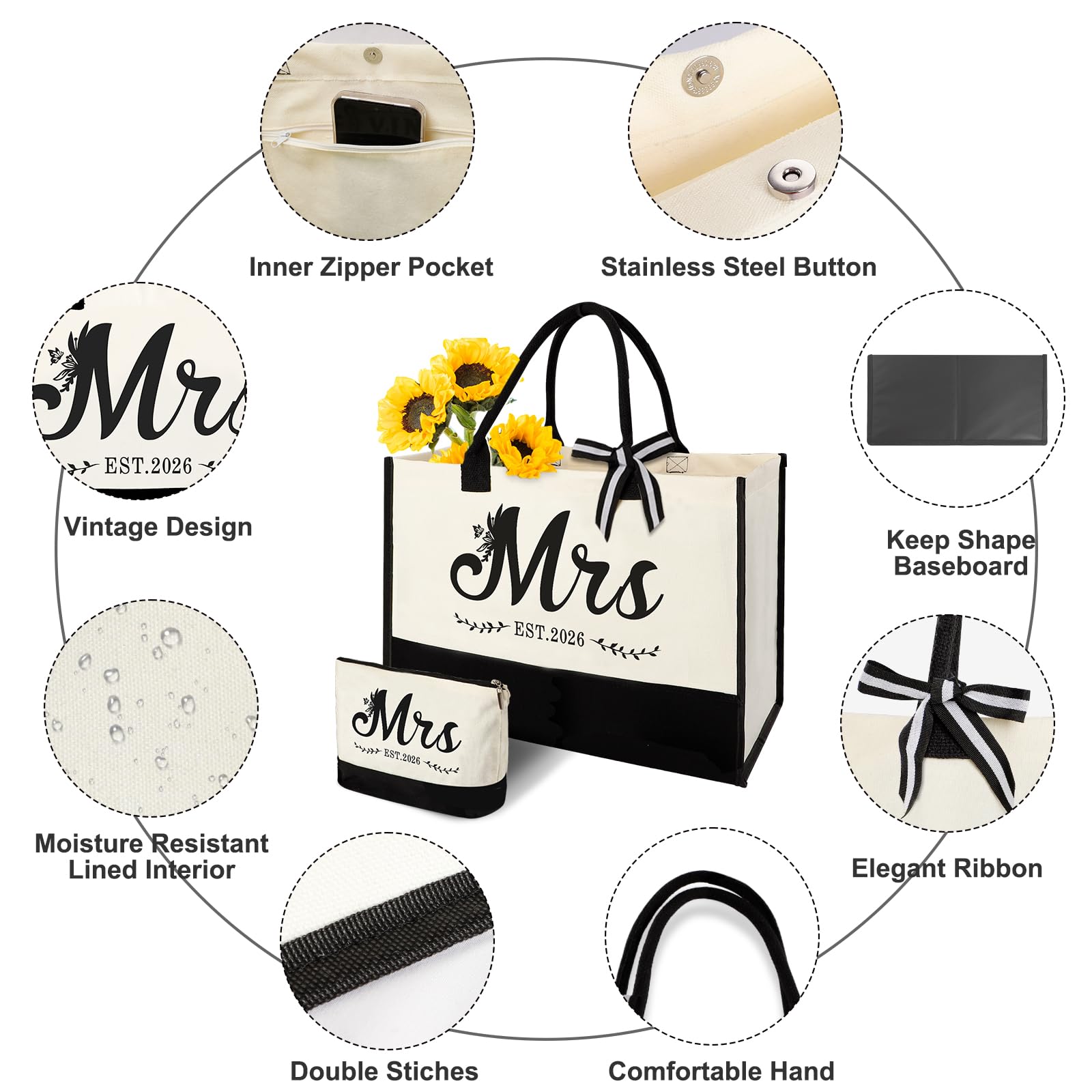 Vanqruo Mrs 2026 makeup bag with waterproof lining for cosmetics