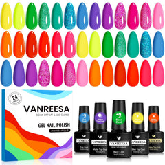 VANREESA 24 Pcs Gel Nail Polish Set – front view, ideal for at-home manicures.