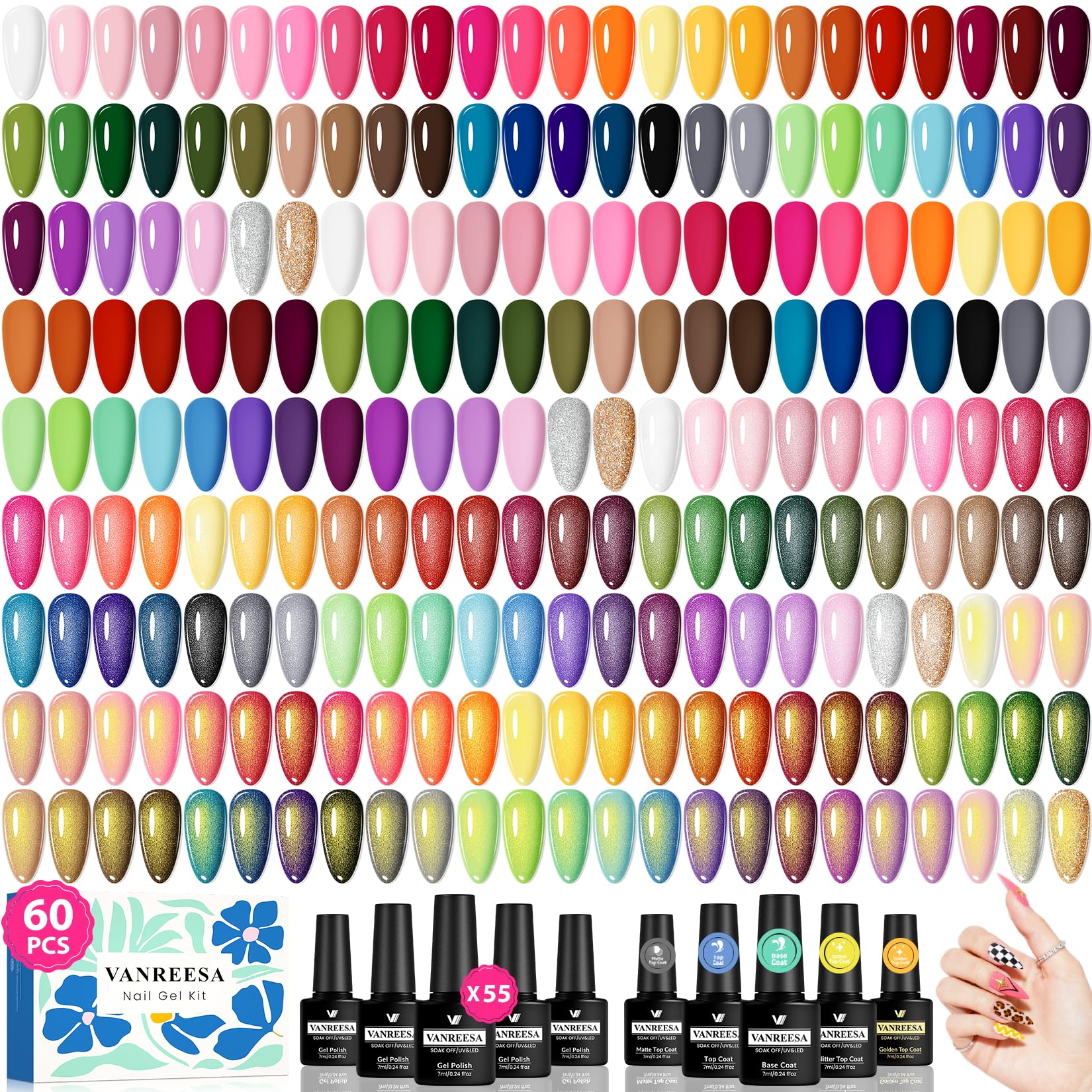 Vanreesa 60-pcs gel nail polish set shown for versatile home manicures