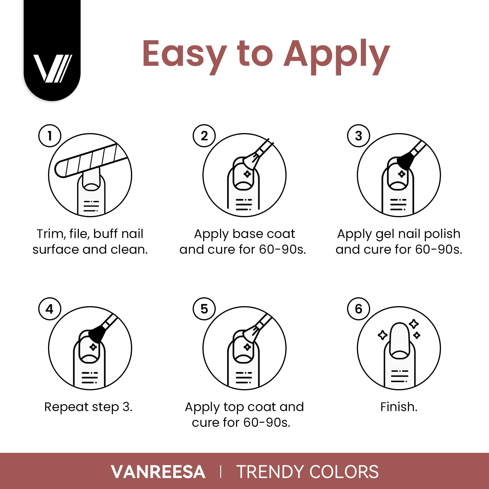 VANREESA base coat gel nail polish for strong adhesion and smooth foundation.
