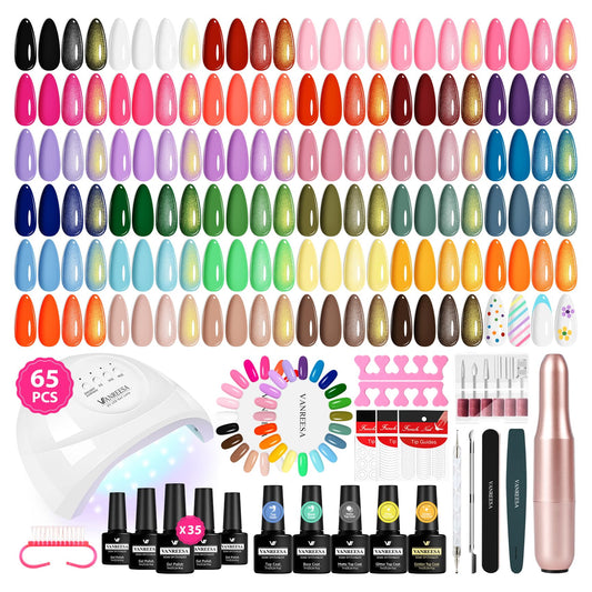 VANREESA gel nail polish kit with UV light showing salon-quality colors for home manicures