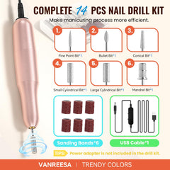 VANREESA nail drill kit with 6 bits enabling precise prep and efficient removal