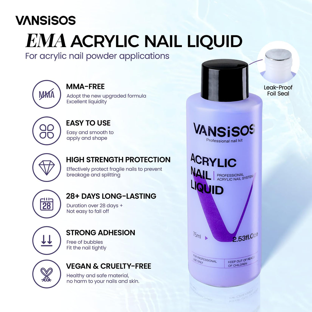 VANSISOS acrylic liquid quick-dry formula for smooth, reliable application.