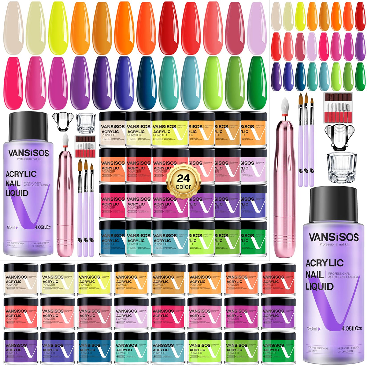 VANSISOS acrylic nail kit overview for beginners, all-in-one manicure solution.