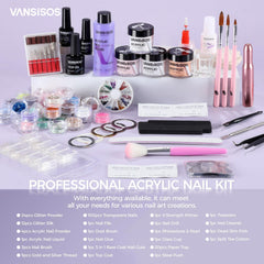 VANSISOS acrylic powder and liquid set with glitter for creative nail art