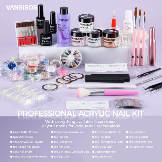 VANSISOS acrylic powder set with multiple colors for versatile designs