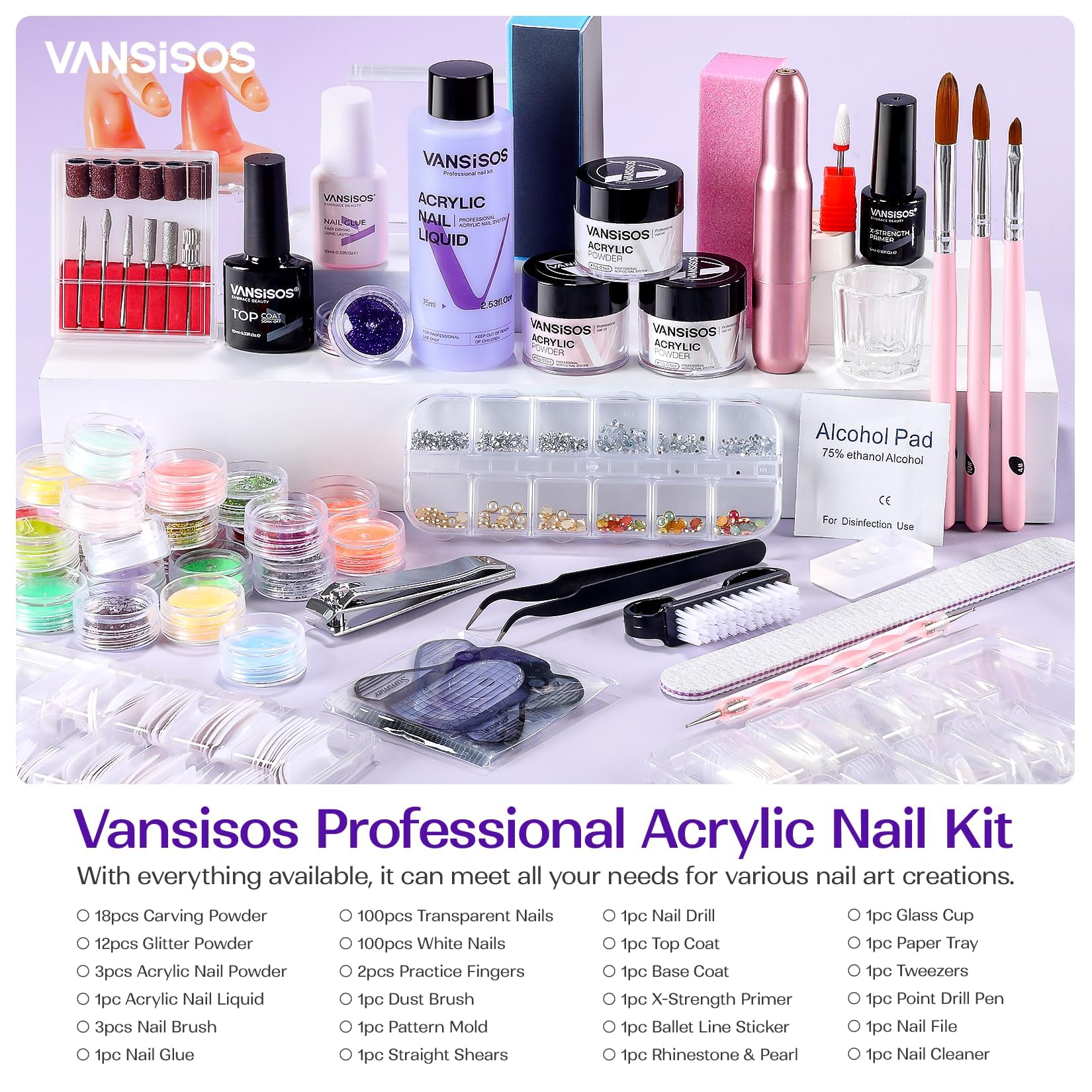VANSISOS electric nail drill with bits enables precise shaping and smoothing.