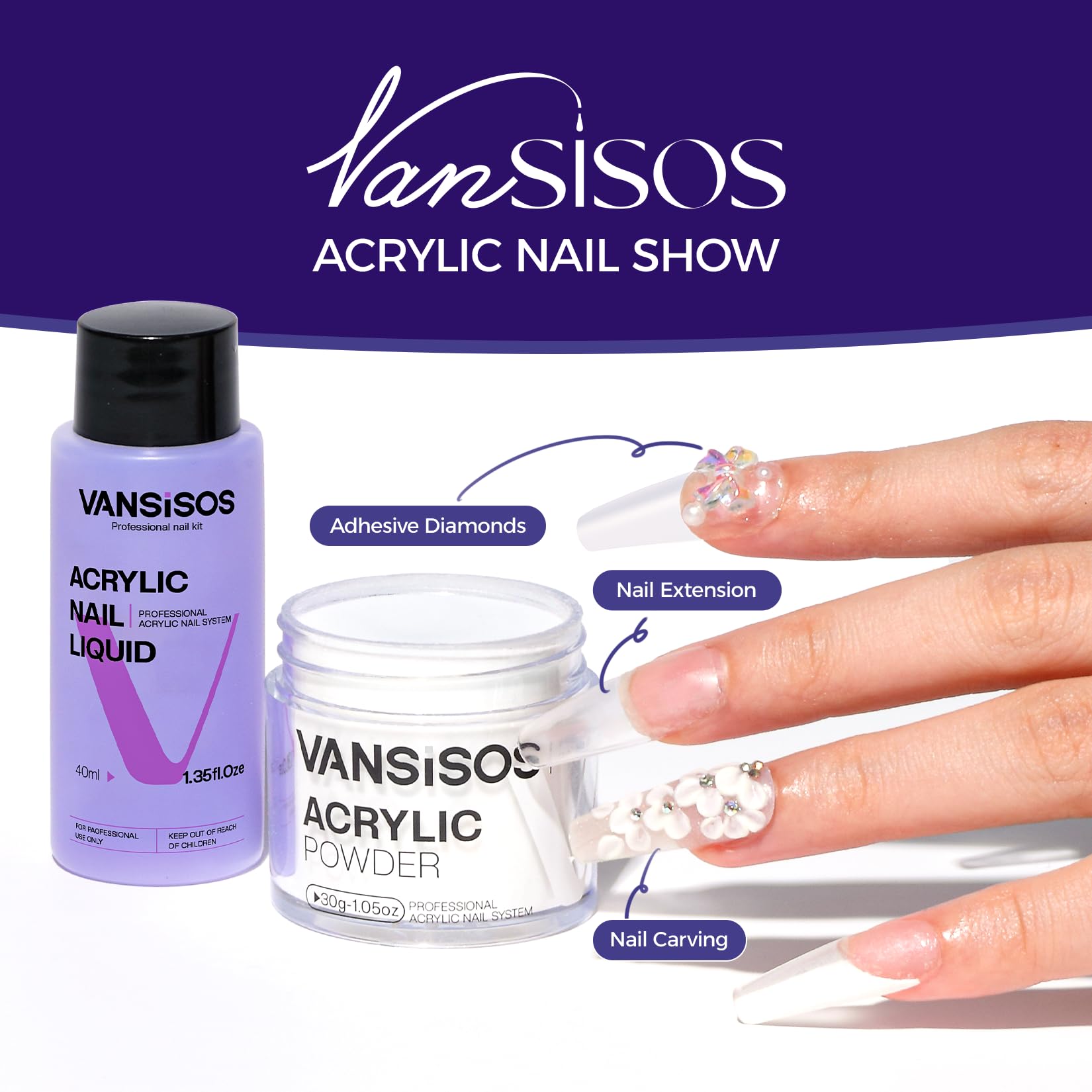 VANSISOS nail forms included and ready to shape acrylic nails