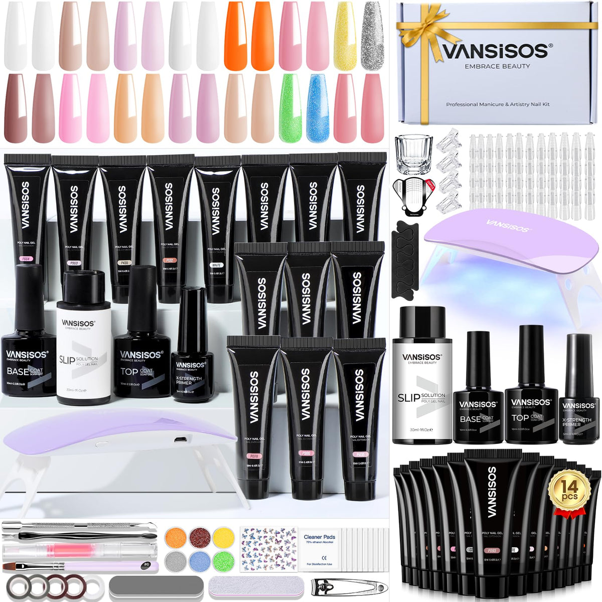 VANSISOS poly gel nail kit color palette for custom nails.