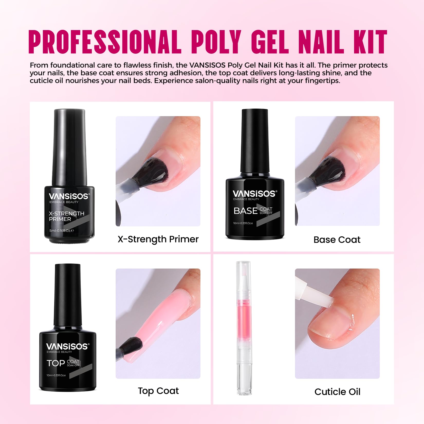 VANSISOS soft pink color for elegant manicure.