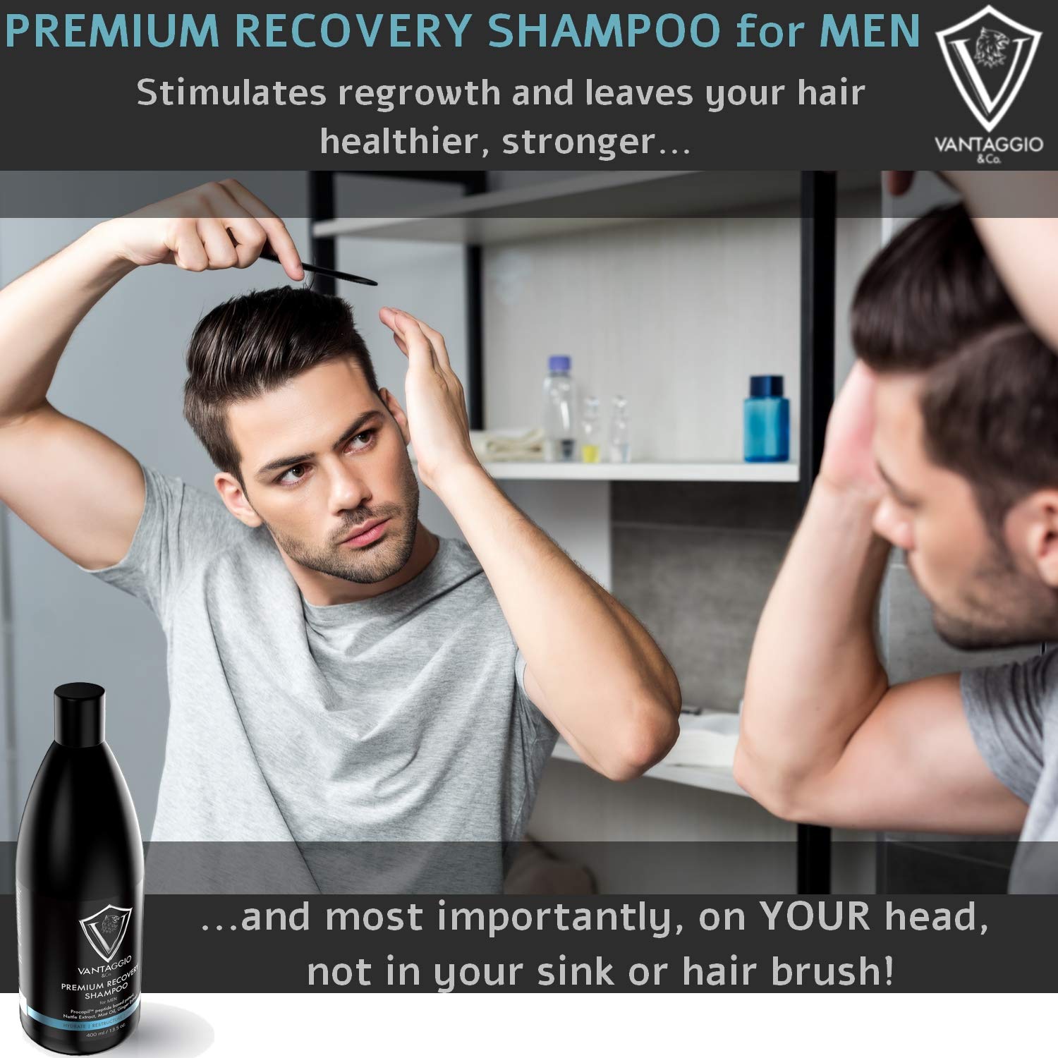 Vantaggio and Co Hair Loss Shampoo Dead Sea Salt minerals highlight scalp nourishment
