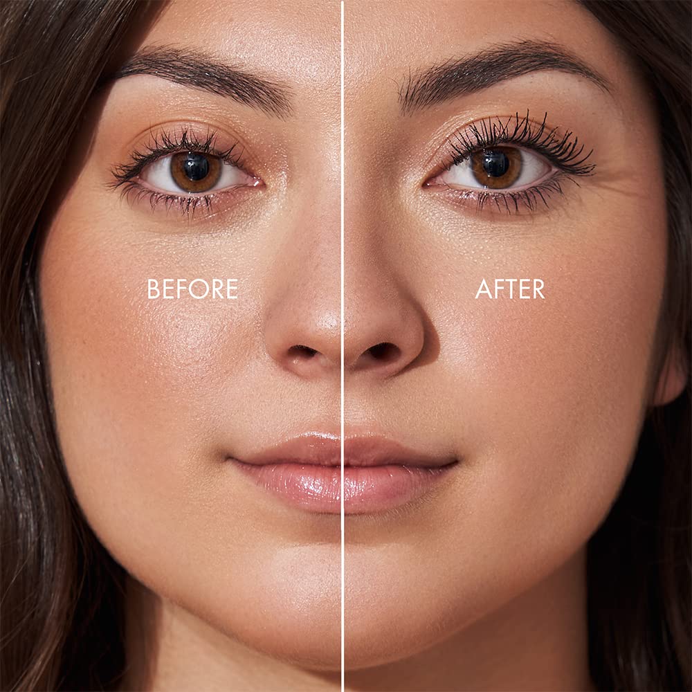 VAPOUR Astral Mascara before after highlights noticeable lash volume gains.